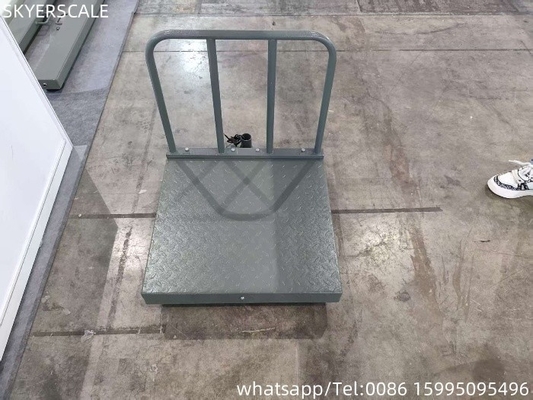 Aço carbono digital 500x500mm 300kg Escala de plataforma com placa de verificação e corrimão