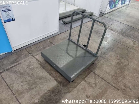 Aço carbono digital 500x500mm 300kg Escala de plataforma com placa de verificação e corrimão