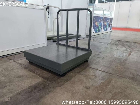 Aço carbono digital 500x500mm 300kg Escala de plataforma com placa de verificação e corrimão